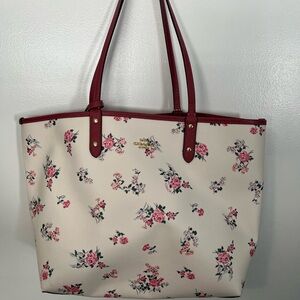 Floral Cream and Pink Coach Tote Bag